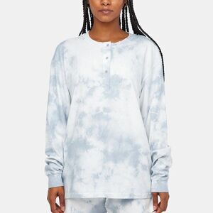 Lacausa Unisex Henley Organic Cotton Blue White Lighweight Top Small